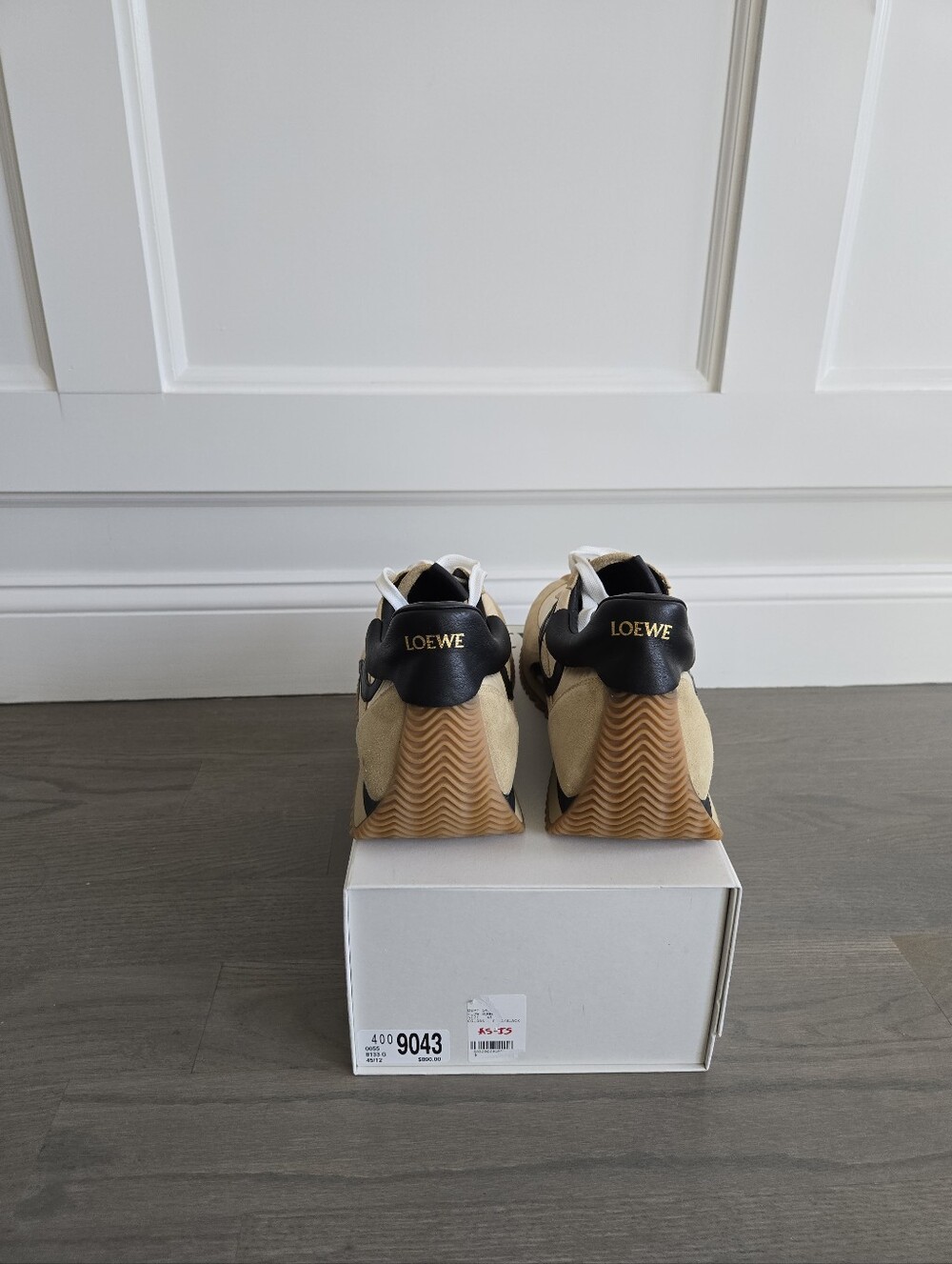 $890 LOEWE Flow Runner 2.0 Suede Nylon Sneakers Beige EU 45 US 12 BNIB - Picture 7 of 15